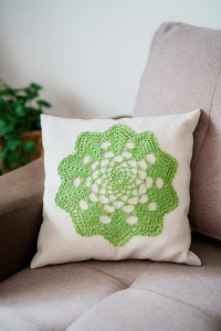 Poduszka Dekoracyjna "Zielona Rozeta"